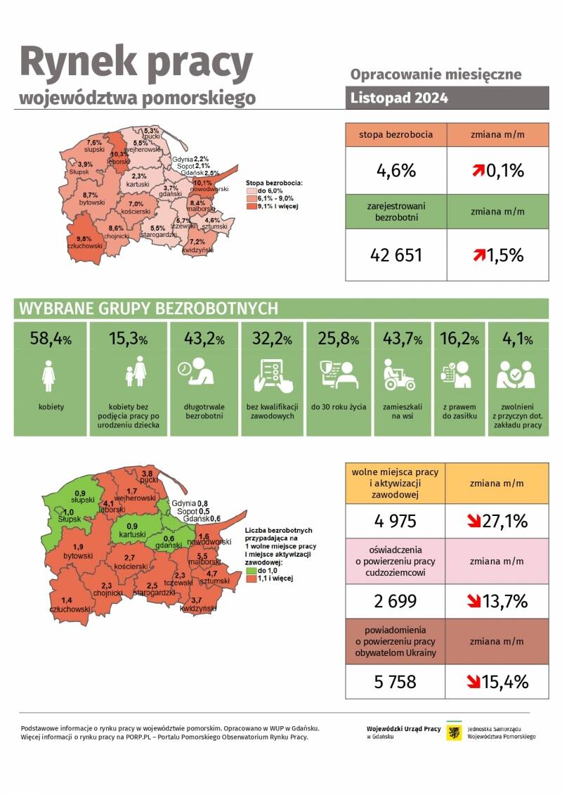 Rynek pracy województwa pomorskiego - opracowanie miesięczne listopad 2024 